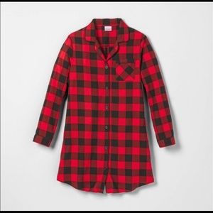 Wondershop XMAS red black plaid nightshirt LARGE
